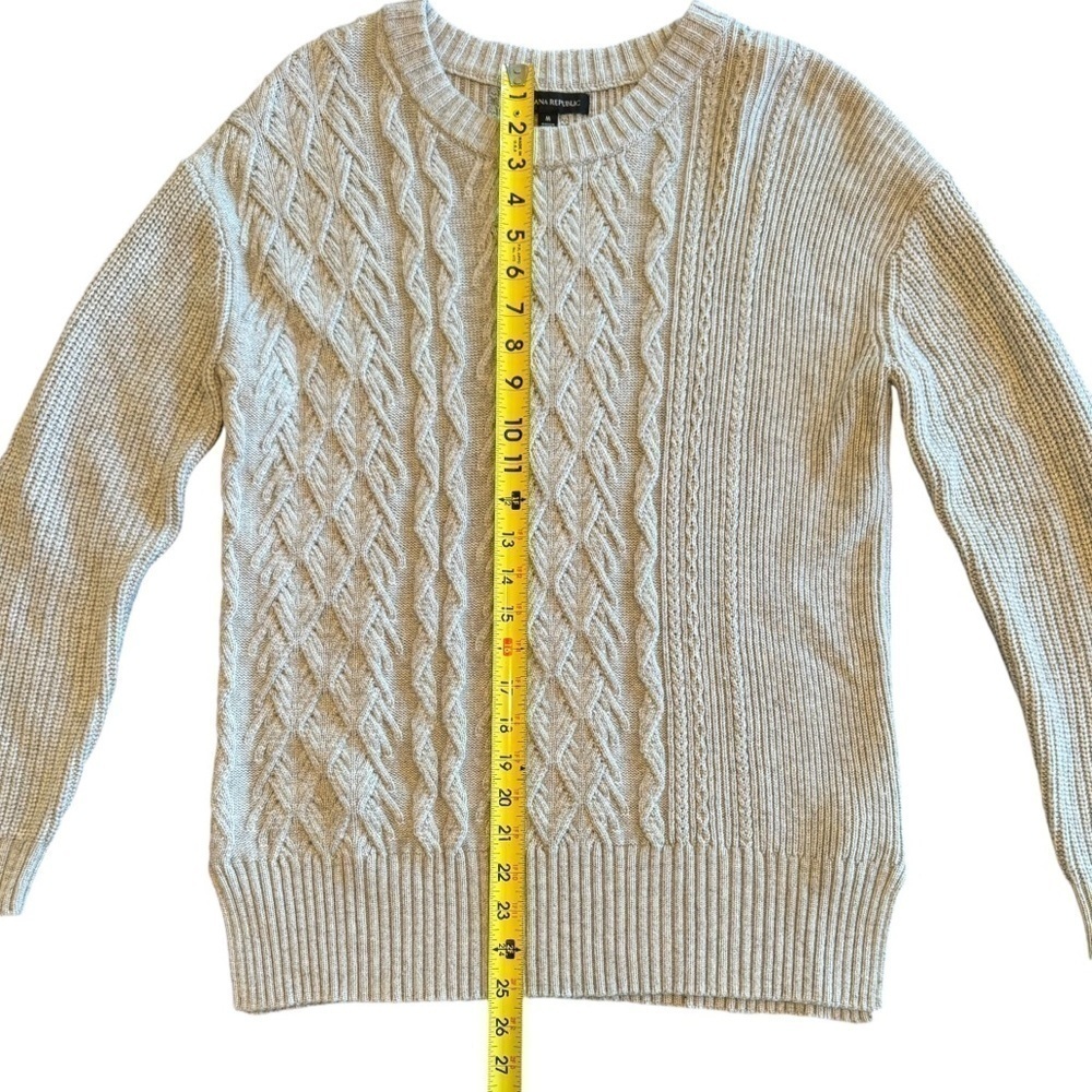 Banana Republic Cable Knit Sweater Gray Tunic Wool Size Medium - Picture 6 of 11